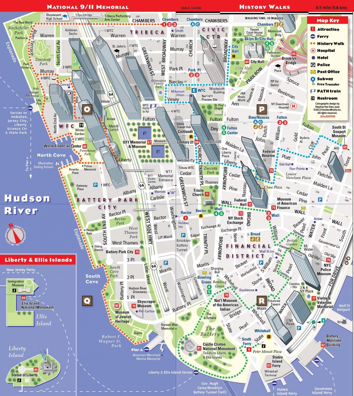 lower Manhattan, tourist map