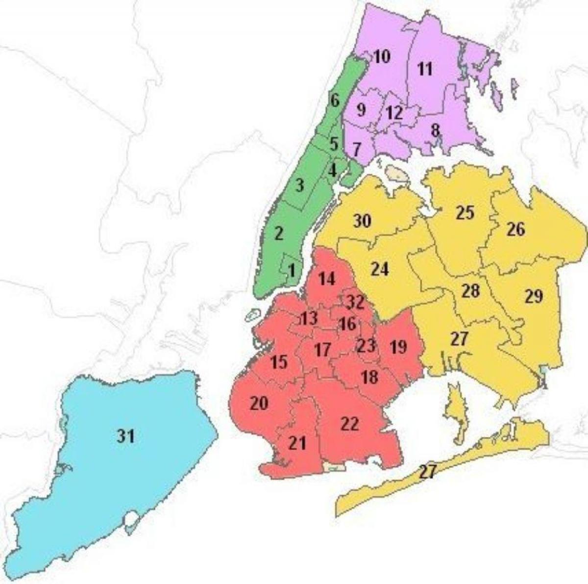 Karte von Manhattan Schulbezirke