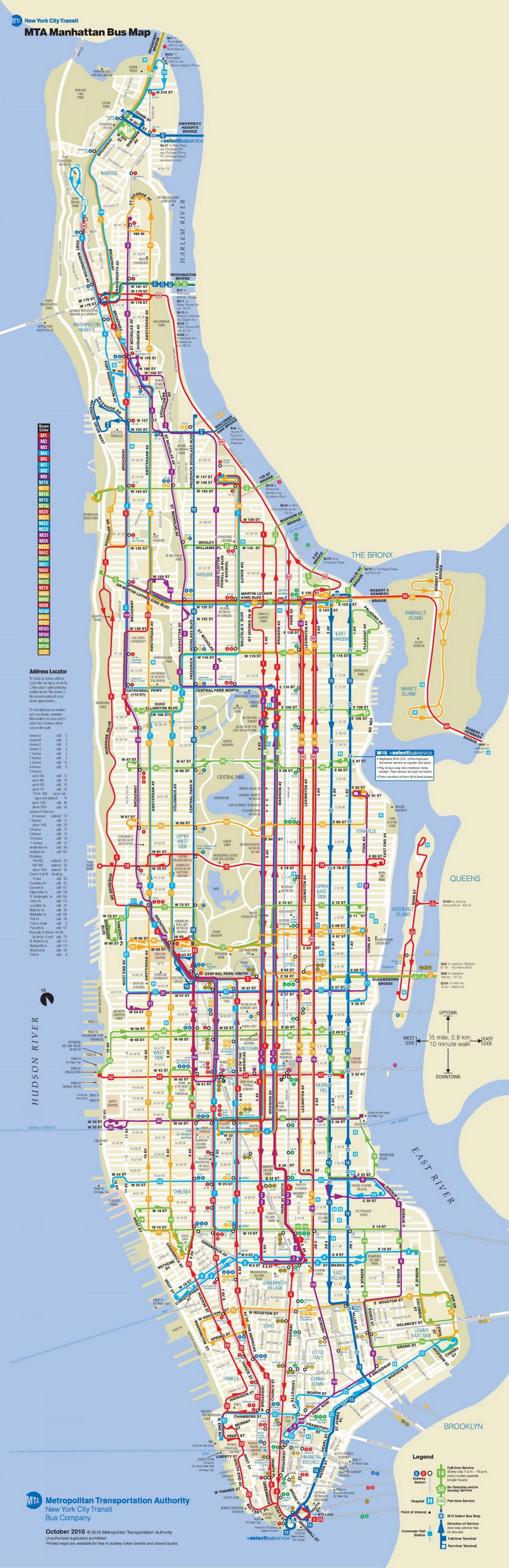 Manhattan bus map mit Stationen