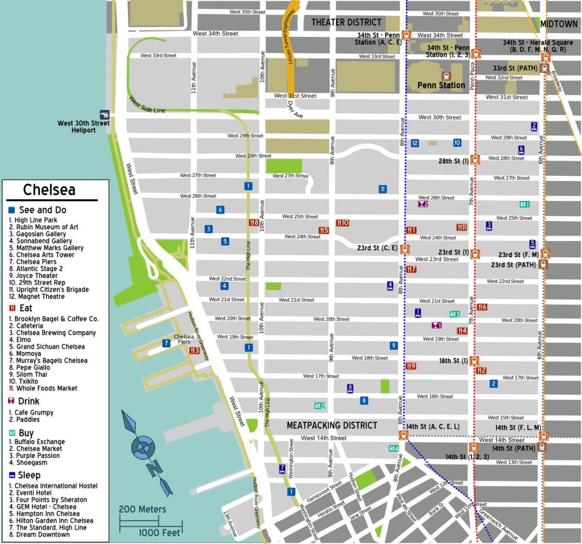 Karte von Chelsea, Manhattan