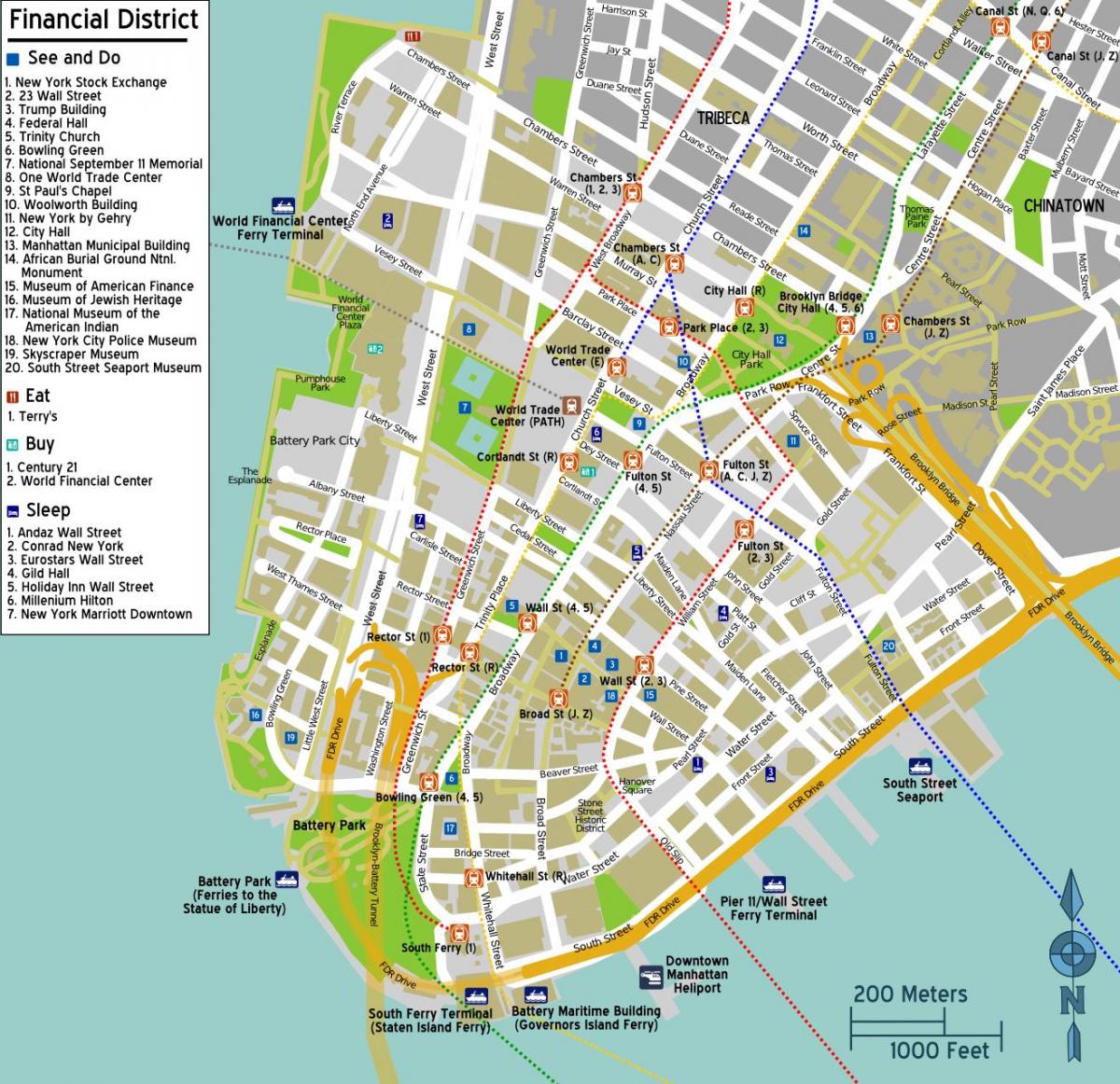 map of downtown Manhattan, ny