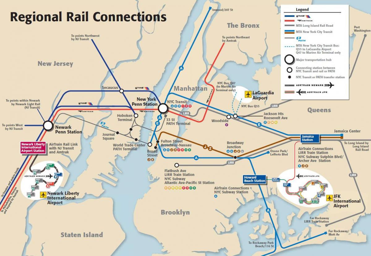 JFK nach Manhattan subway map