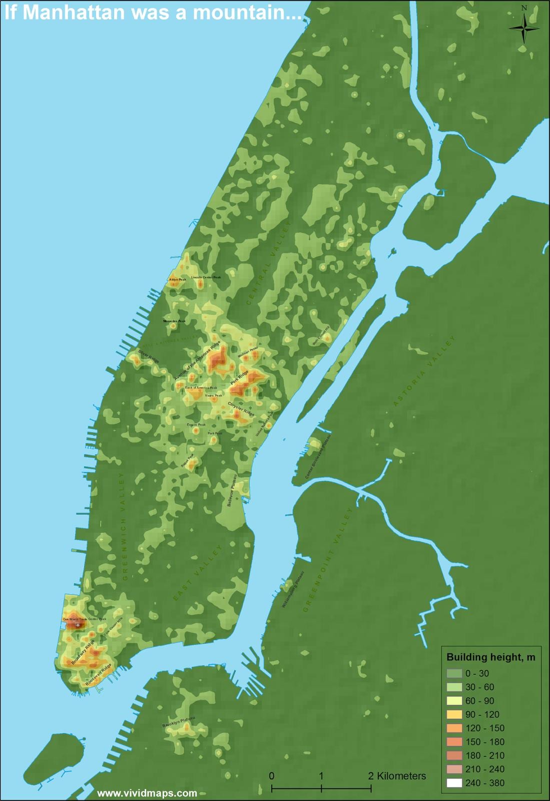 Höhenkarte von Manhattan