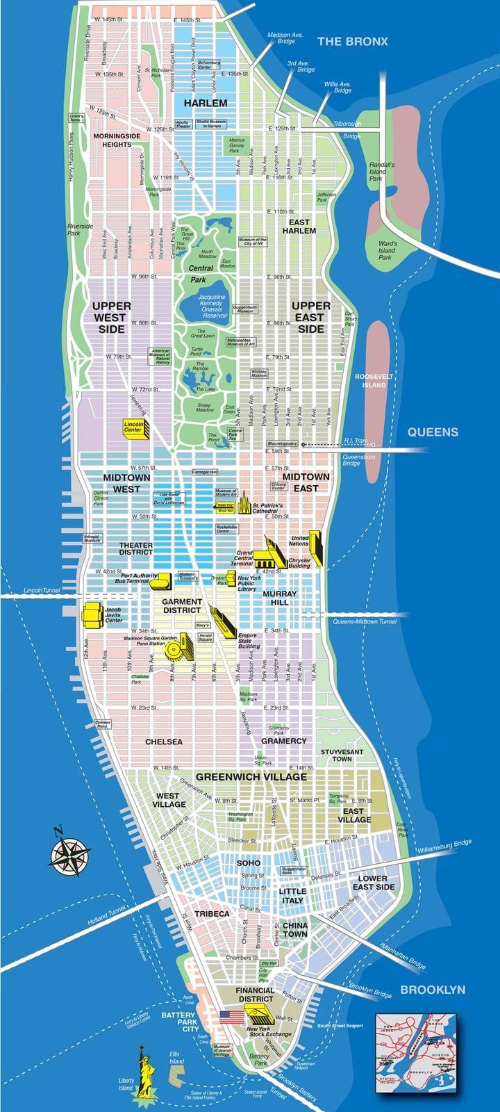 Karte von der Insel Manhattan