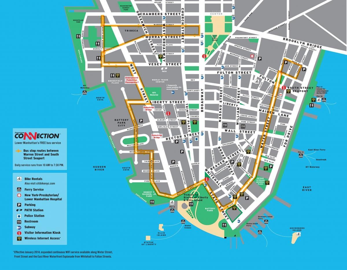 lower Manhattan walking tour map