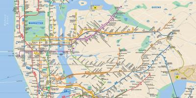 Manhattan Stadtplan mit U-Bahn-Haltestellen