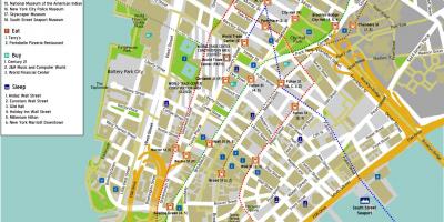 Karte von lower Manhattan mit Straßennamen